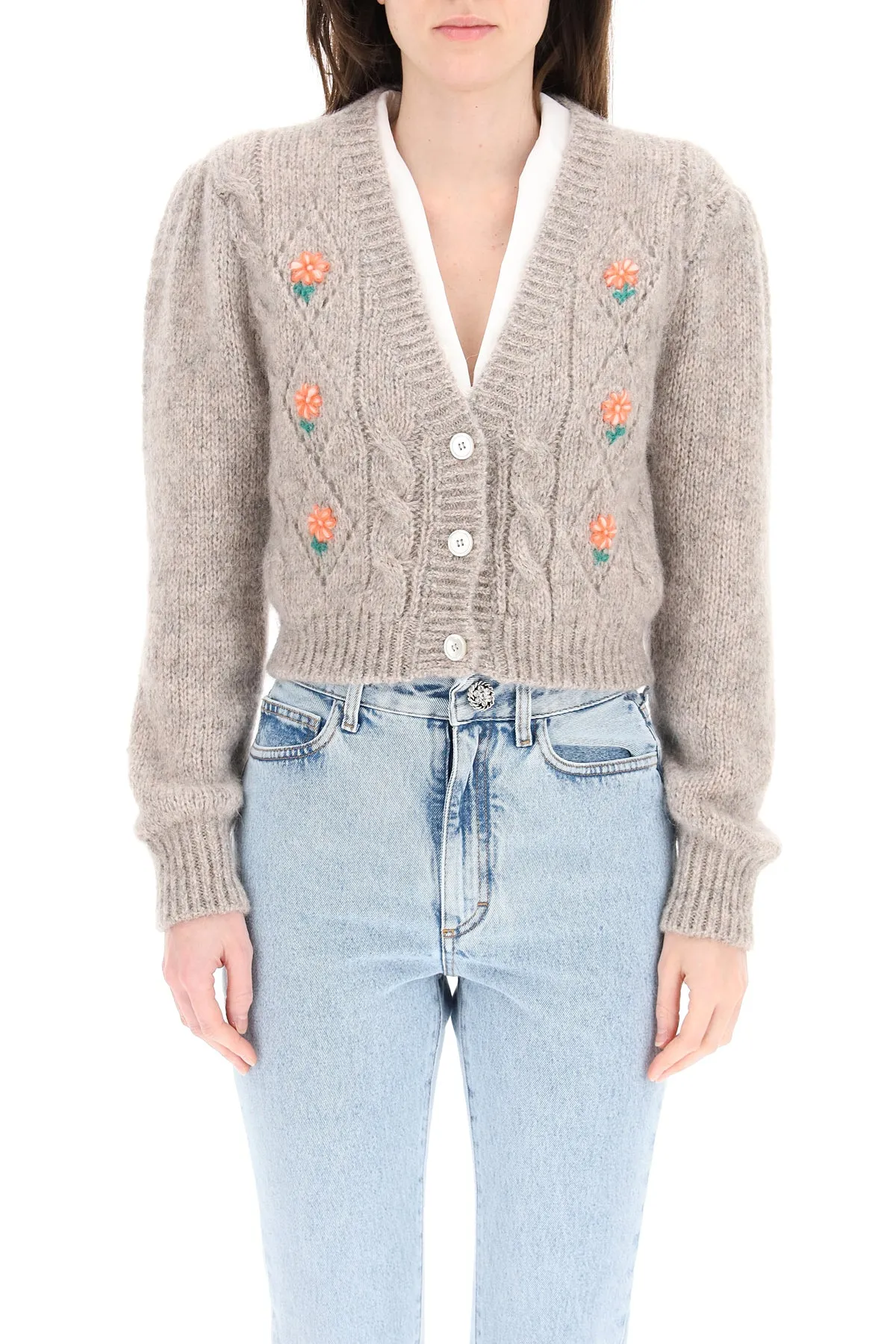 Alessandra Rich Floral Patterned Knitted Cardigan