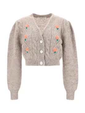 Alessandra Rich Floral Patterned Knitted Cardigan