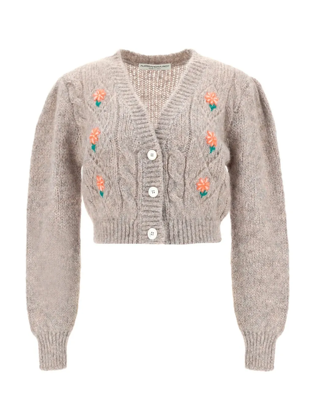Alessandra Rich Floral Patterned Knitted Cardigan