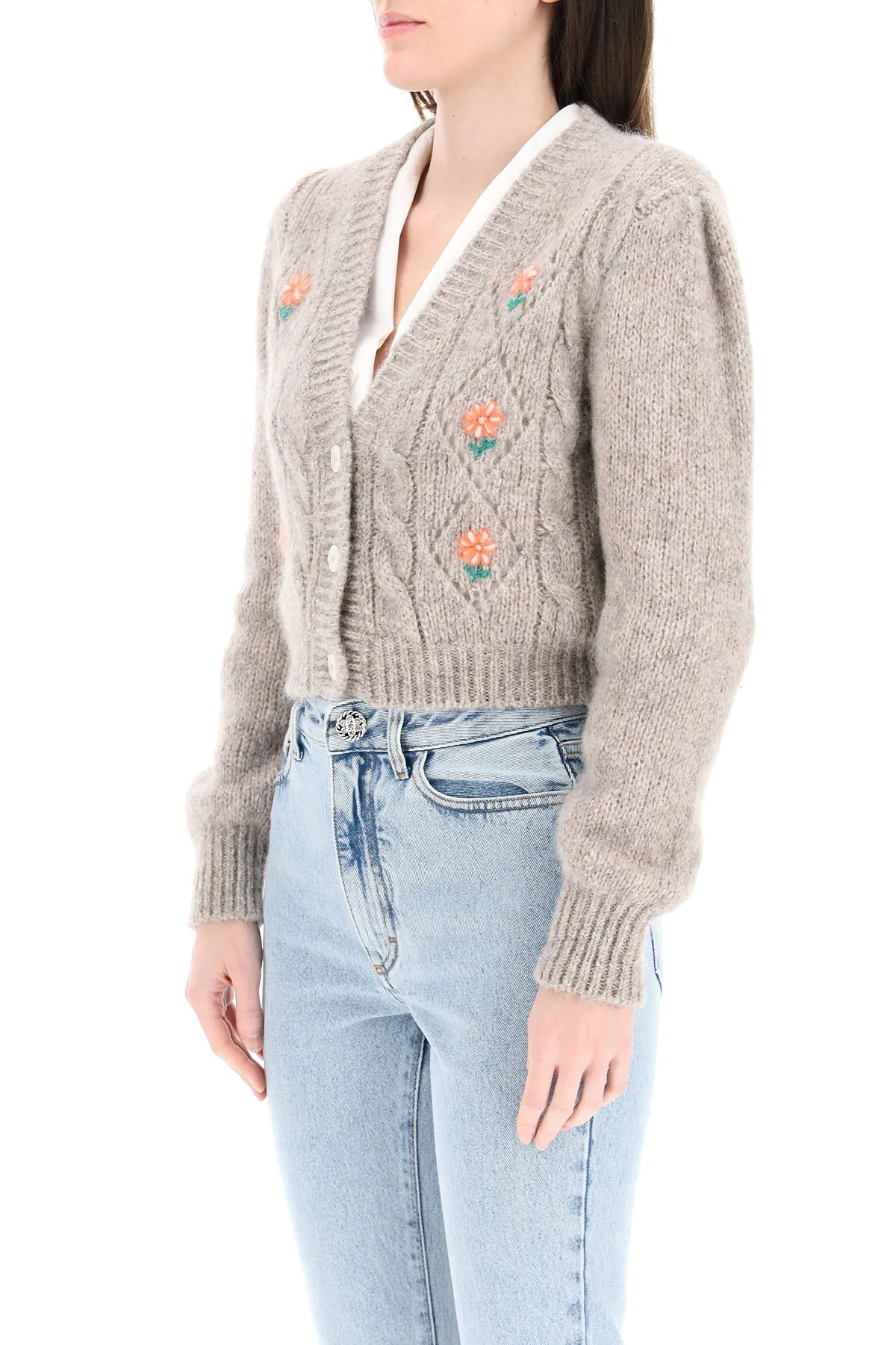 Alessandra Rich Floral Patterned Knitted Cardigan