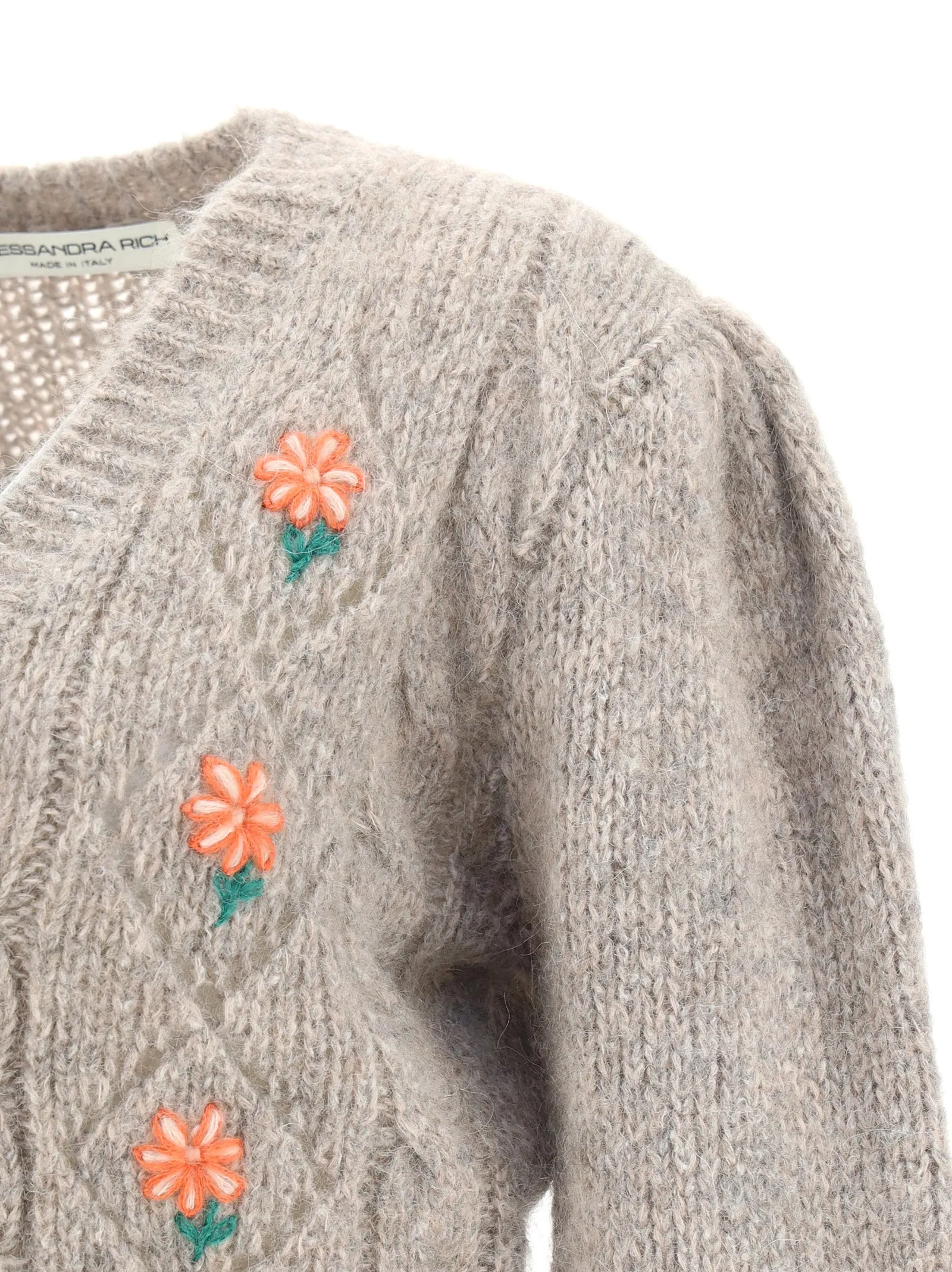 Alessandra Rich Floral Patterned Knitted Cardigan