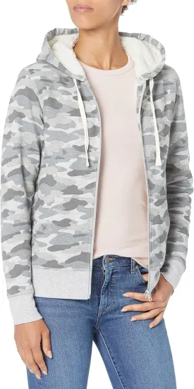 Amazon Essentials Women's Sherpa-Lined Fleece Full-Zip Hooded Jacket (Available in Plus Size)