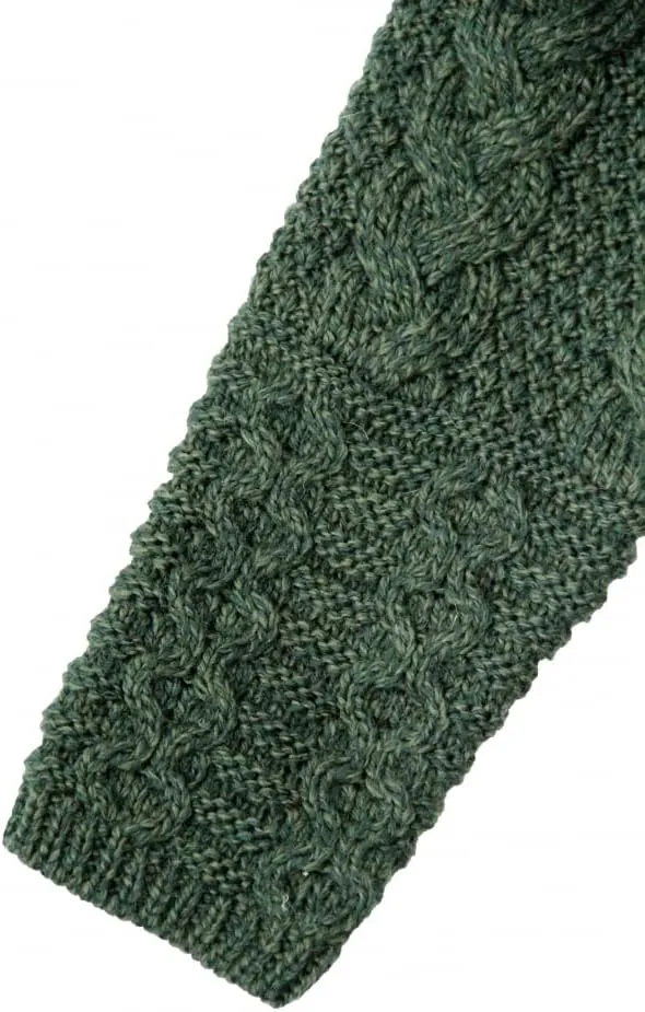 Aran Crafts Women's Irish Cable Knitted Wool Hooded Zip Coat (100% Merino Wool)