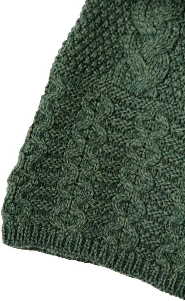Aran Crafts Women's Irish Cable Knitted Wool Hooded Zip Coat (100% Merino Wool)