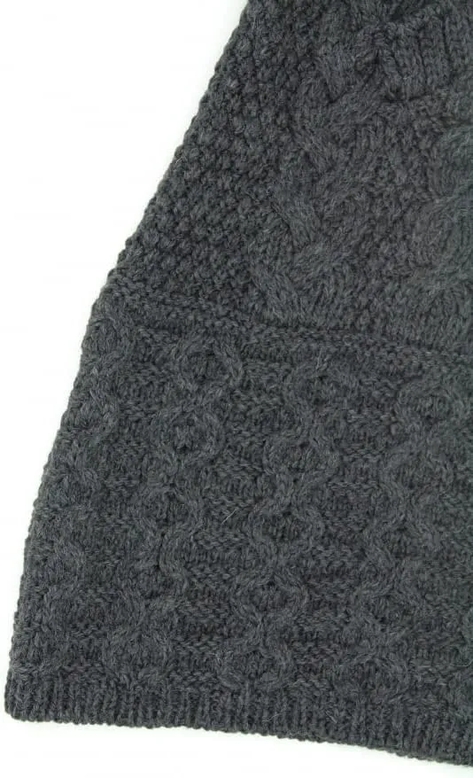 Aran Crafts Women's Irish Cable Knitted Wool Hooded Zip Coat (100% Merino Wool)
