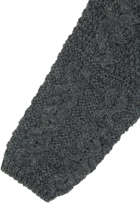 Aran Crafts Women's Irish Cable Knitted Wool Hooded Zip Coat (100% Merino Wool)