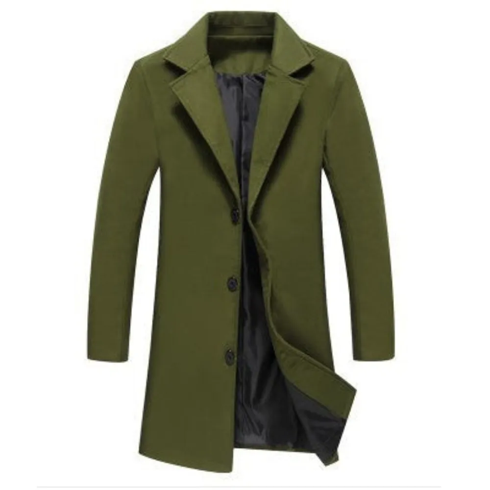 Autumn And Winter New Mens Solid Color Casual Business Woolen Coats