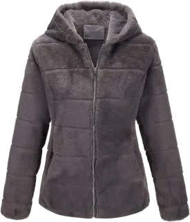 Bellivera Women's Faux Fur Coat Shearling Fluffy Fuzzy Shaggy Hood Sherpa-Lined Fleece Jacket
