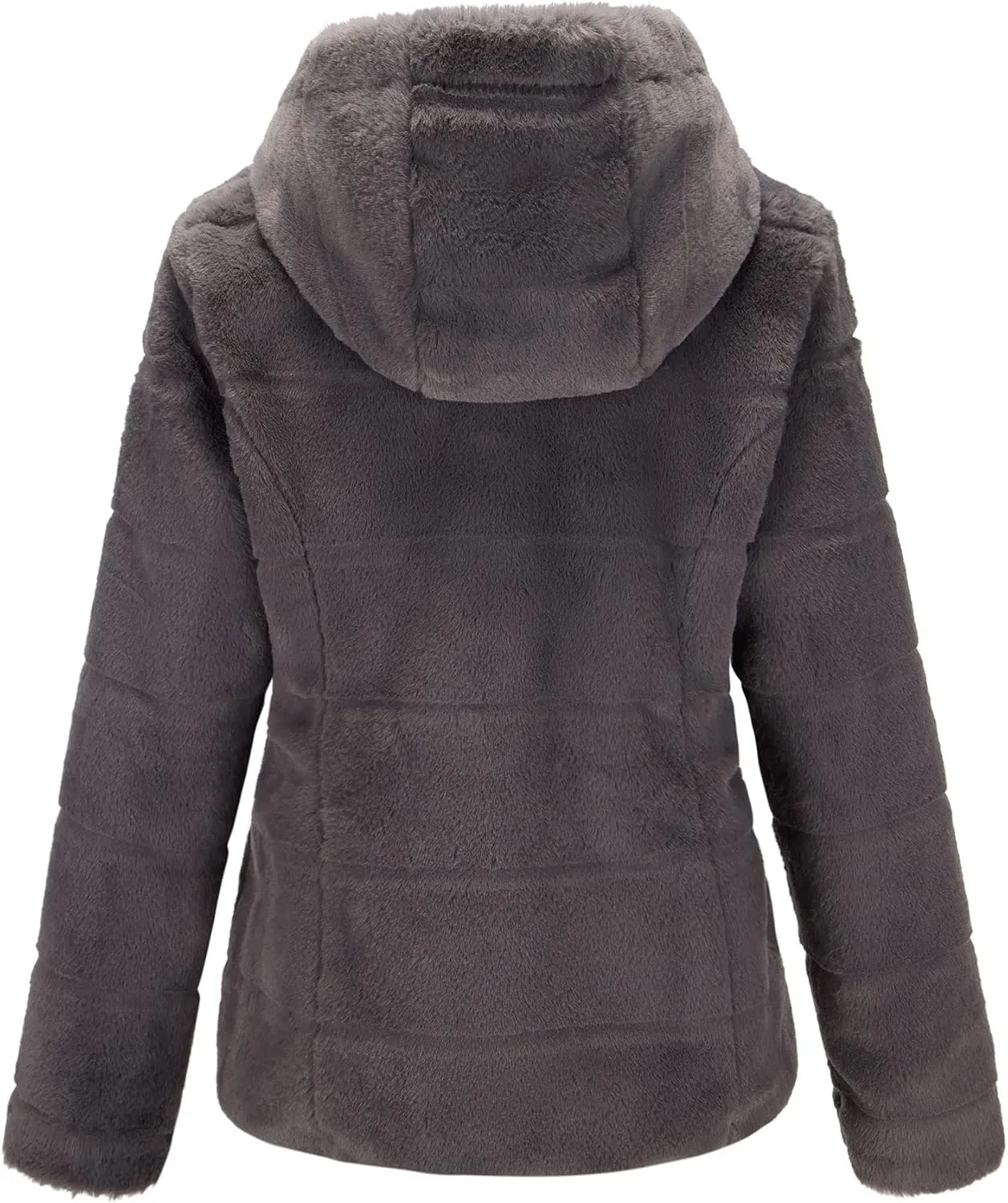 Bellivera Women's Faux Fur Coat Shearling Fluffy Fuzzy Shaggy Hood Sherpa-Lined Fleece Jacket