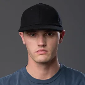 Black Melton Wool Six Panel Baseball Cap