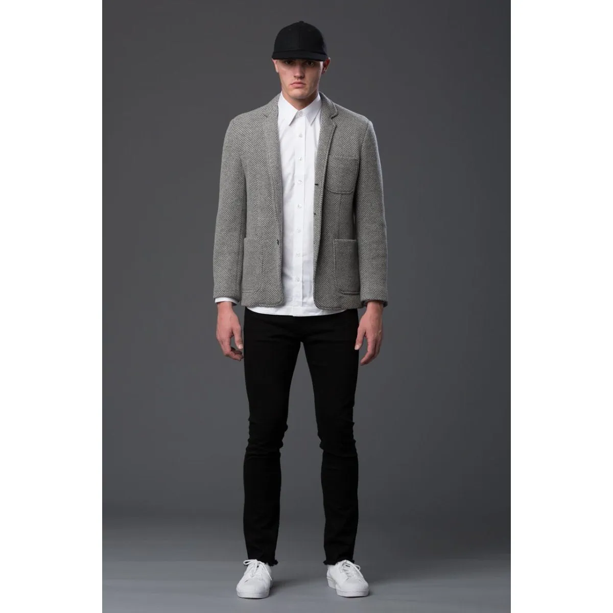 Black Melton Wool Six Panel Baseball Cap