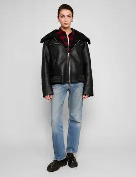 Black Shearling Collar Jacket