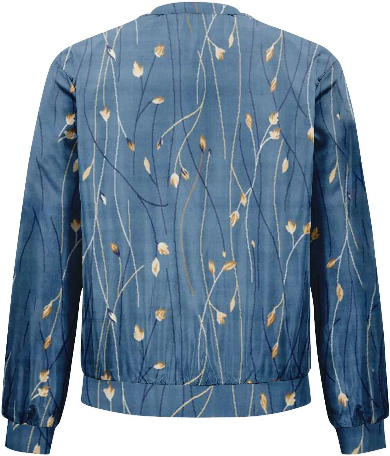 Bomber Jacket Women Lightweight Comfy Coats Casual Zip Up Windproof Windbreaker Floral Pattern Fashion Outerwears