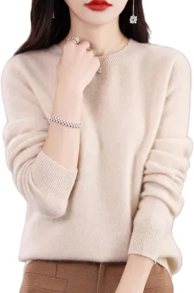 Cashmere Sweaters for Women, Womens Cashmere Sweater, Cashmere Crew Neck Long Sleeve Soft Pullover Sweater