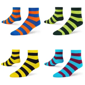 Colorful Striped Ankle Socks - 4-Pair Collection for Style