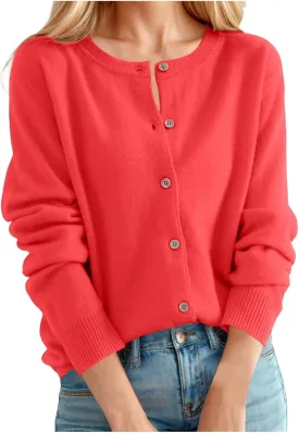 Cute Cardigan Sweater for Women 2025 Lightweight Knitted Sweater Coat Fall Winter Merino Wool Cropped Jumper Top