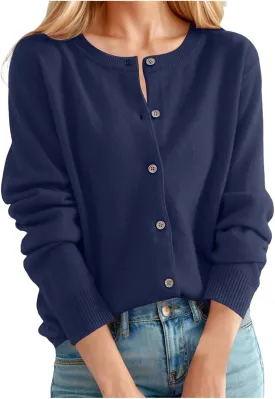 Cute Cardigan Sweater for Women 2025 Lightweight Knitted Sweater Coat Fall Winter Merino Wool Cropped Jumper Top