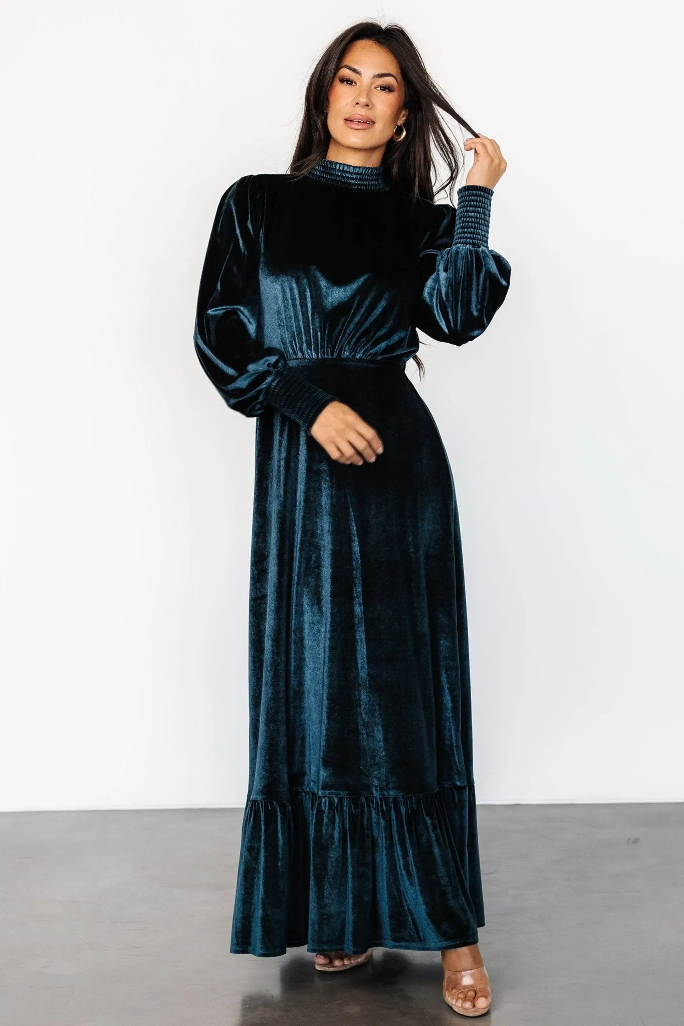 Elodie Velvet Maxi Dress | Jade