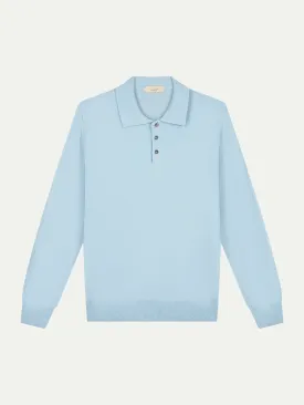 Extrafine Merino Polo Light Blue