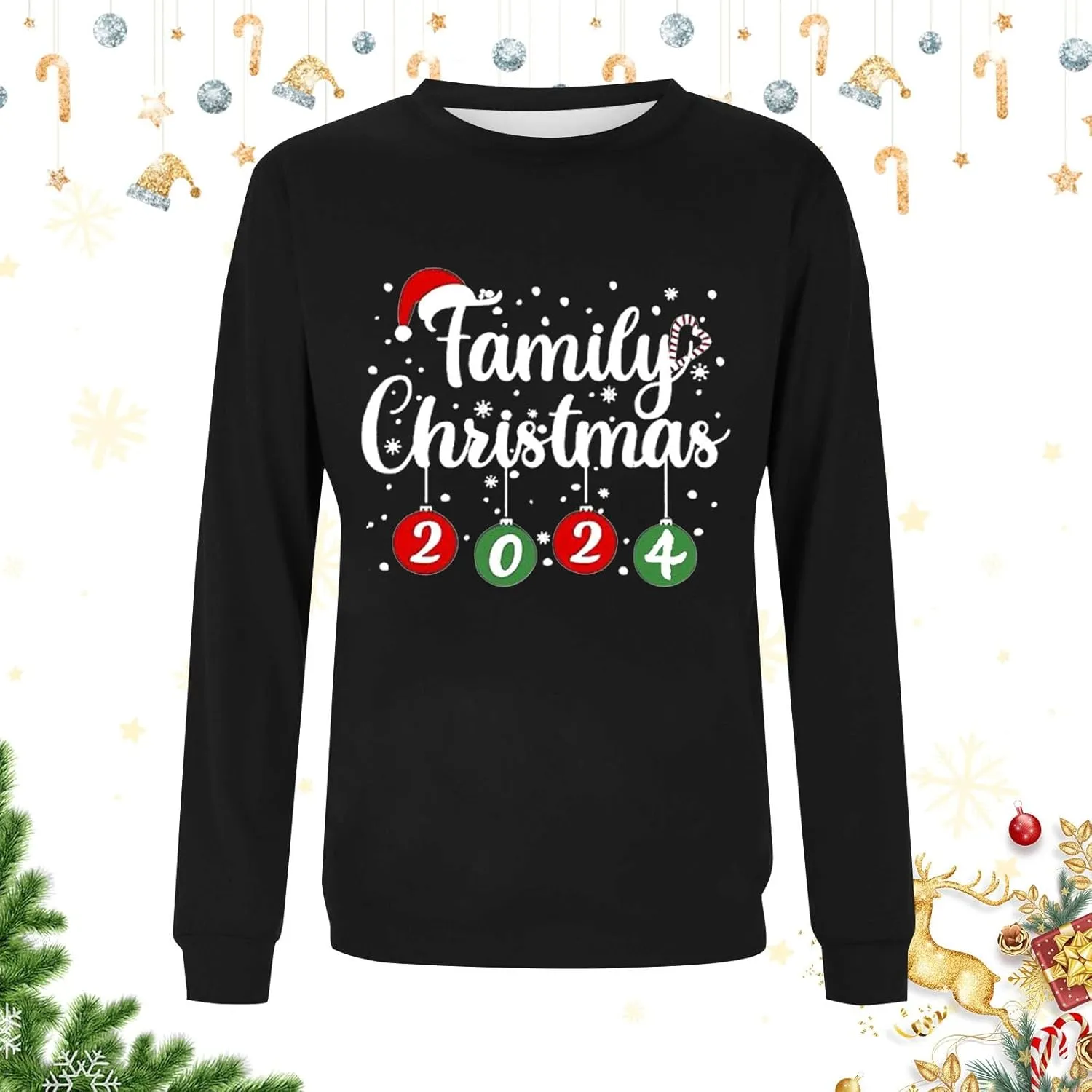 Family Matching Christmas Sweatshirts, Xmas Print Ugly Funny Jumper Long Sleeve Holiday Pullover Tops for Mom Dad Kid