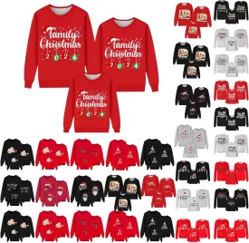 Family Matching Christmas Sweatshirts, Xmas Print Ugly Funny Jumper Long Sleeve Holiday Pullover Tops for Mom Dad Kid