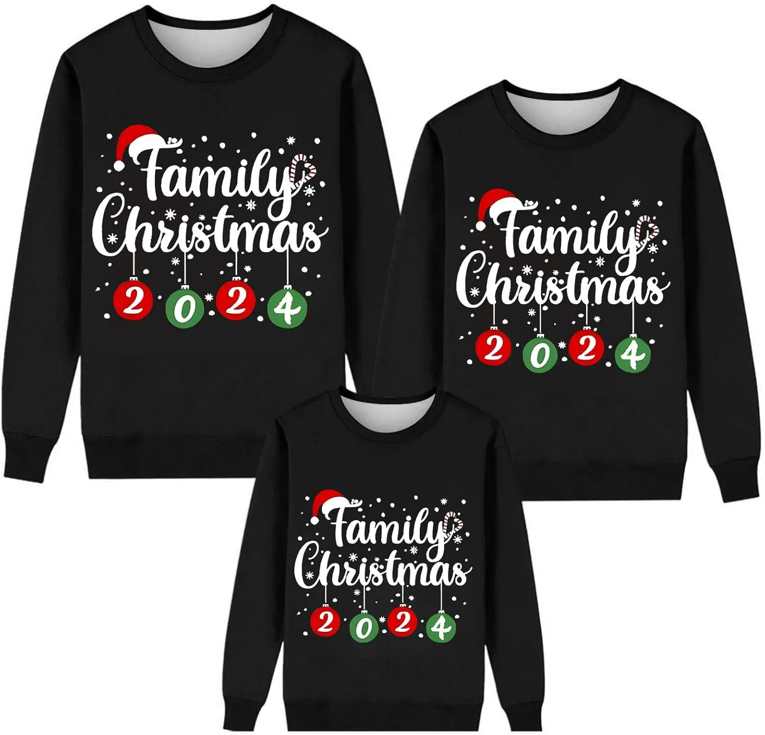 Family Matching Christmas Sweatshirts, Xmas Print Ugly Funny Jumper Long Sleeve Holiday Pullover Tops for Mom Dad Kid