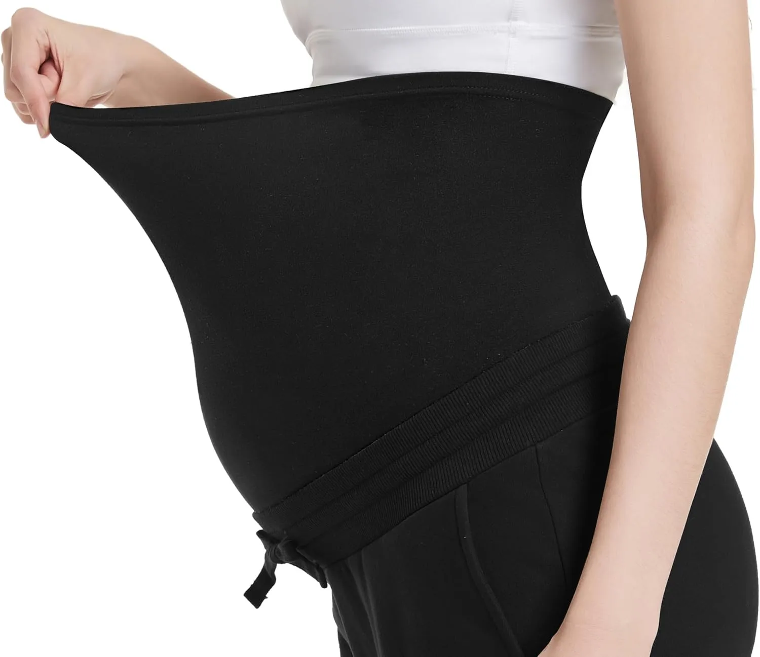 Foucome Maternity Fleece Lined Pants Winter Thermal Pregnancy Joggers Comfy Casual Sweatpants
