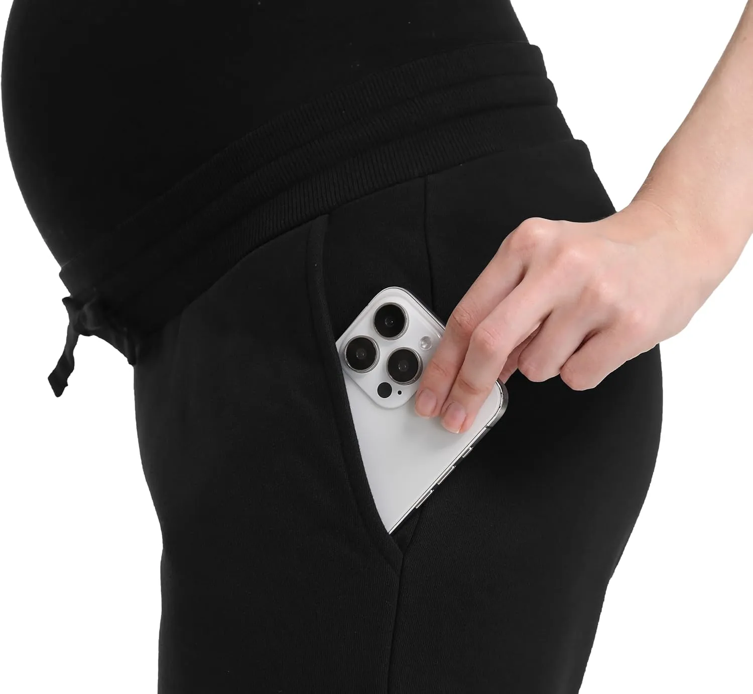 Foucome Maternity Fleece Lined Pants Winter Thermal Pregnancy Joggers Comfy Casual Sweatpants