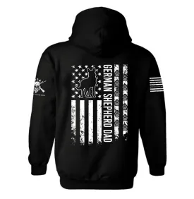 German shepherd Dad USA Flag Hoodie | American Flag Hoodie | Dog Dad | Pet Lover | Dog Mom | Distressed Flag | Unisex Hoodie
