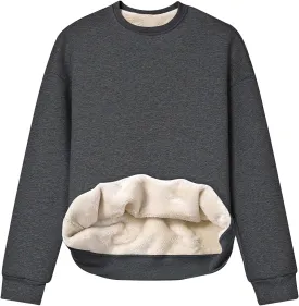 Gihuo Women's Winter Fleece Sherpa Lined Crewneck Pullover Sweatshirt