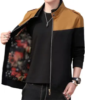 GYori Men's Spring Autumn Bomber Jacket Patchwork Casual Windbreaker Jacket Coat Tactical Military Jacket