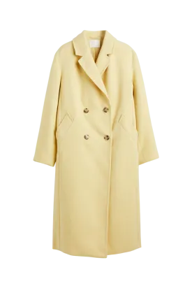 H&M Yellow Double Breasted Wool Long Coat UK L