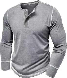 Henley Shirts for Men Casual Button Down Shirts Big and Tall Long Sleeve Shirts Trendy Spring Tops