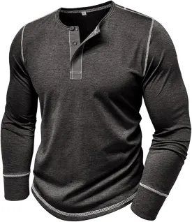 Henley Shirts for Men Casual Button Down Shirts Big and Tall Long Sleeve Shirts Trendy Spring Tops