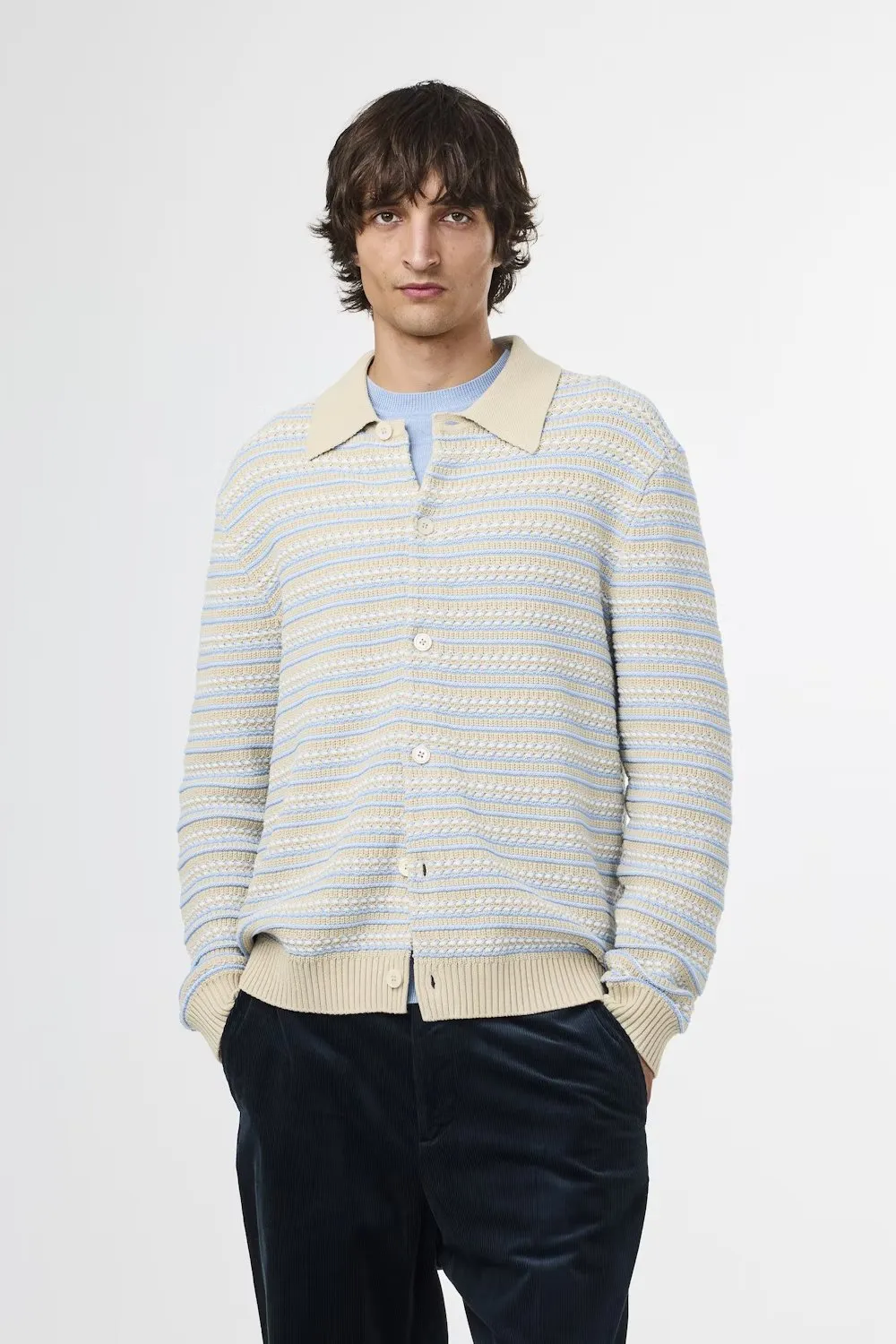 Jackie Polo Cardigan - White Pepper