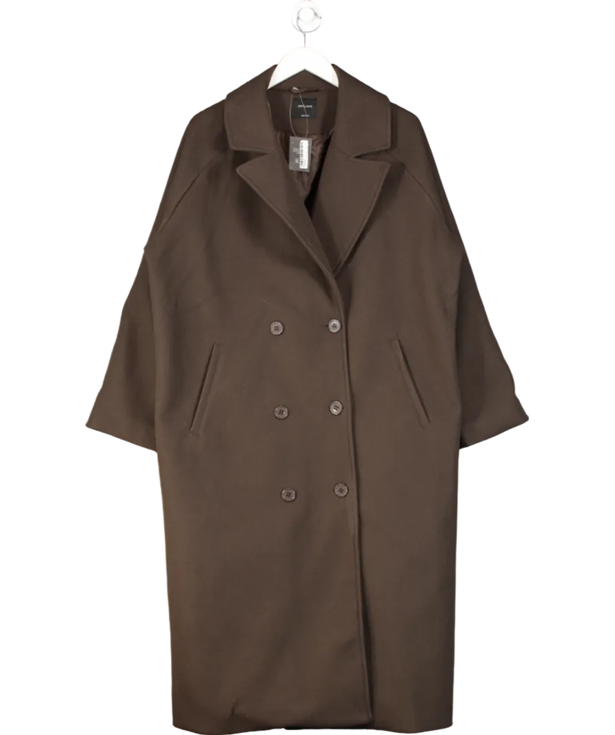JD Williams Brown Wool Look Double Breasted Coat UK 16