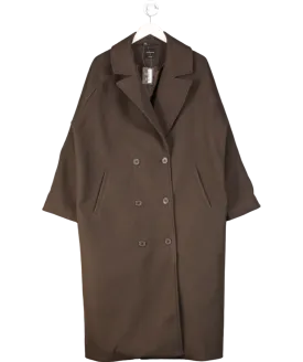 JD Williams Brown Wool Look Double Breasted Coat UK 16