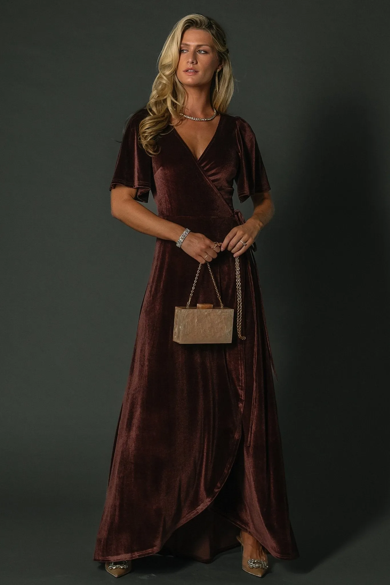 Katelyn Velvet Maxi Wrap Dress | Clove