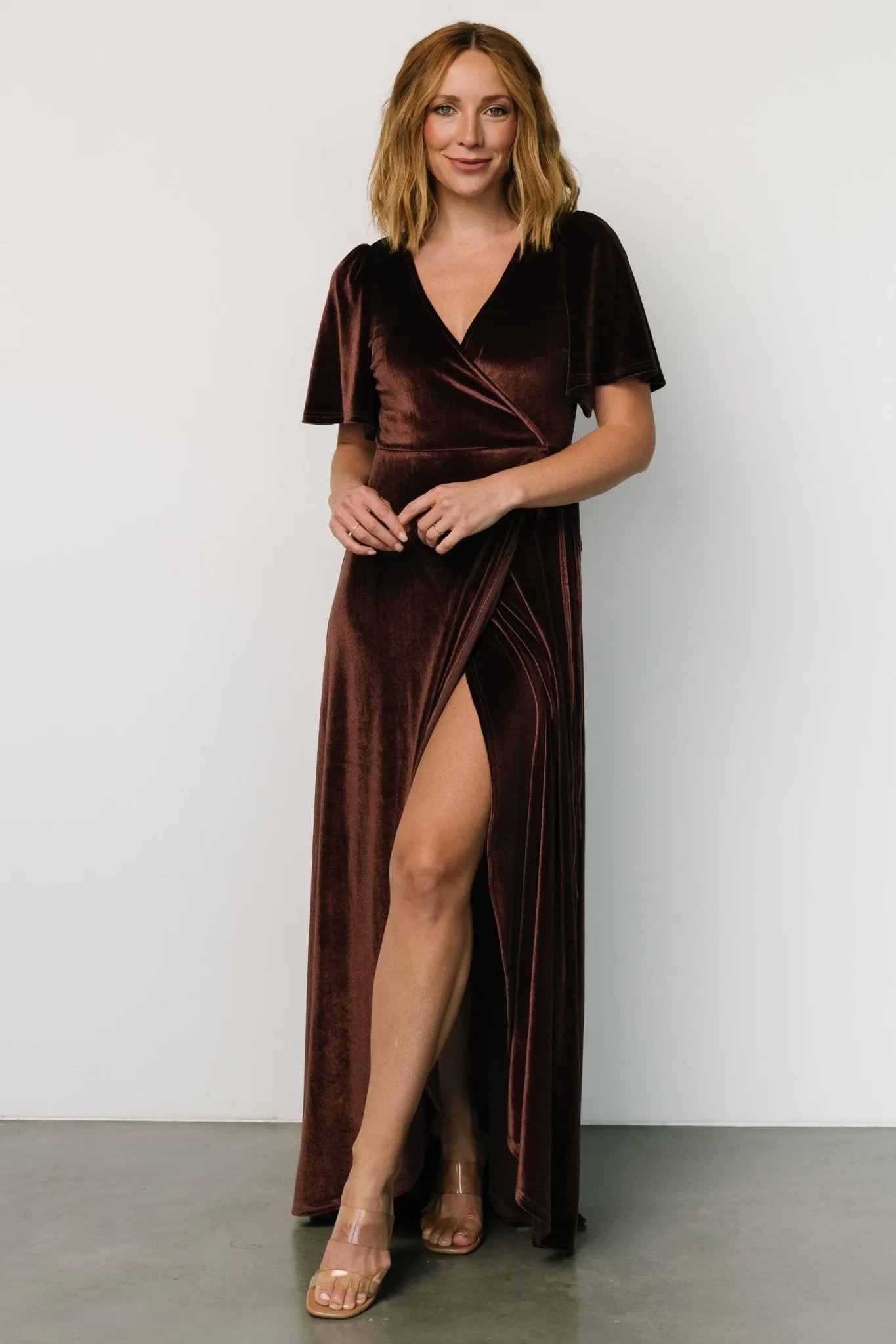 Katelyn Velvet Maxi Wrap Dress | Clove
