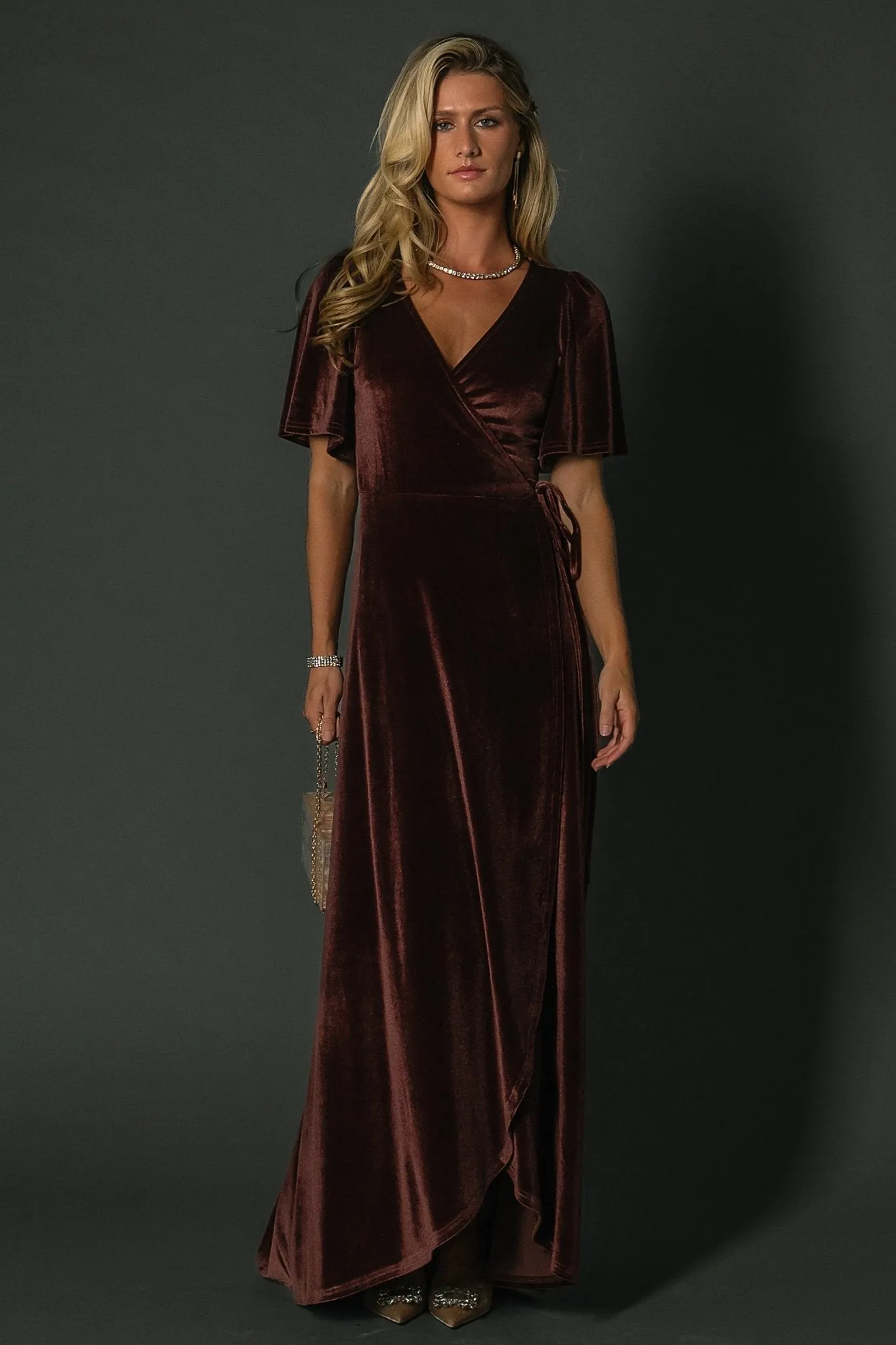 Katelyn Velvet Maxi Wrap Dress | Clove