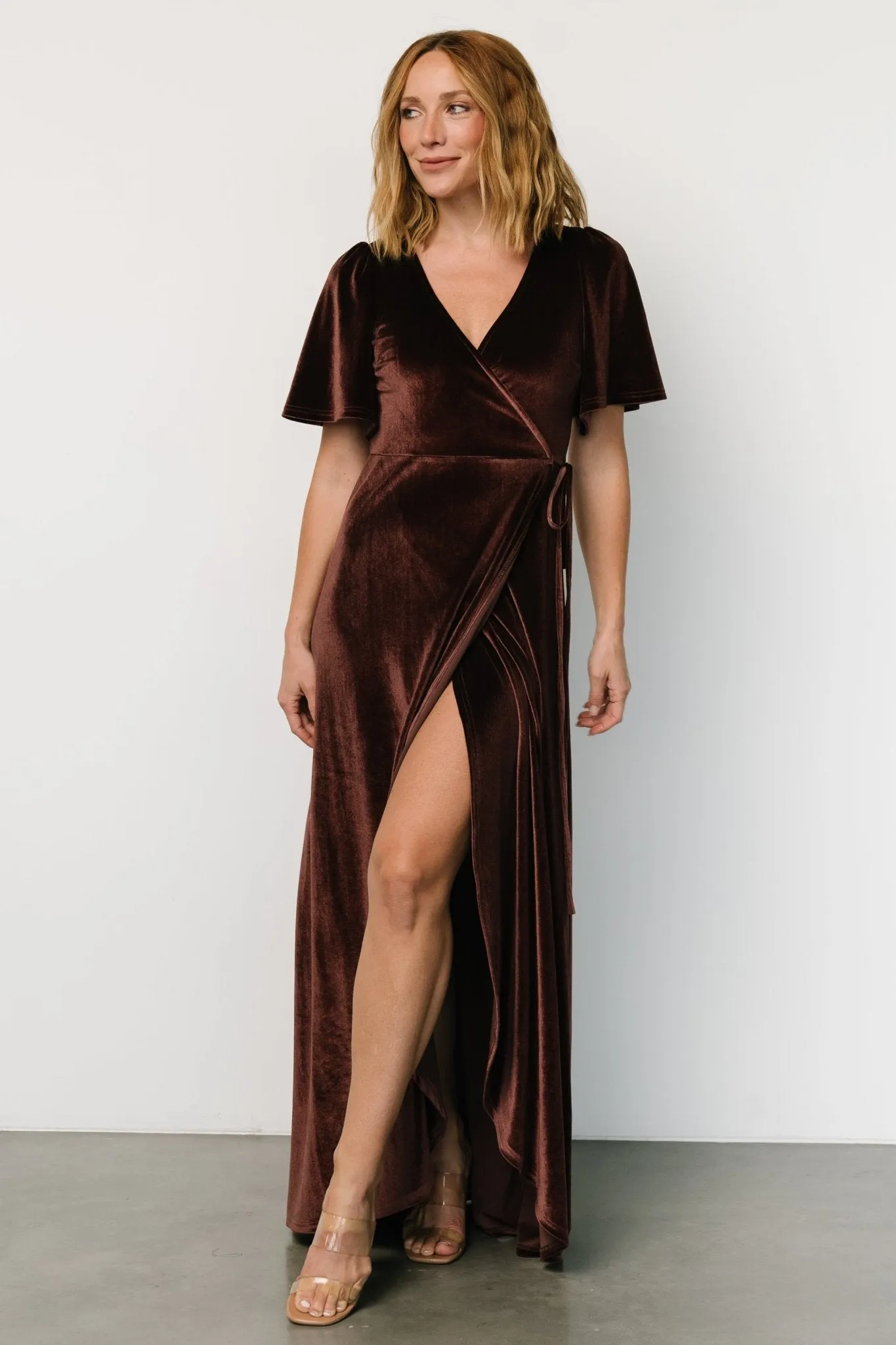 Katelyn Velvet Maxi Wrap Dress | Clove