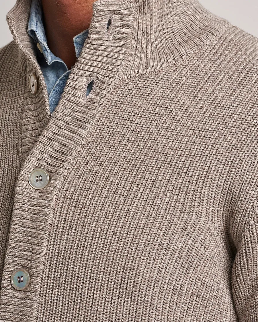 Light Beige Knitted Merino Cardigan Sweater - Stenstroms