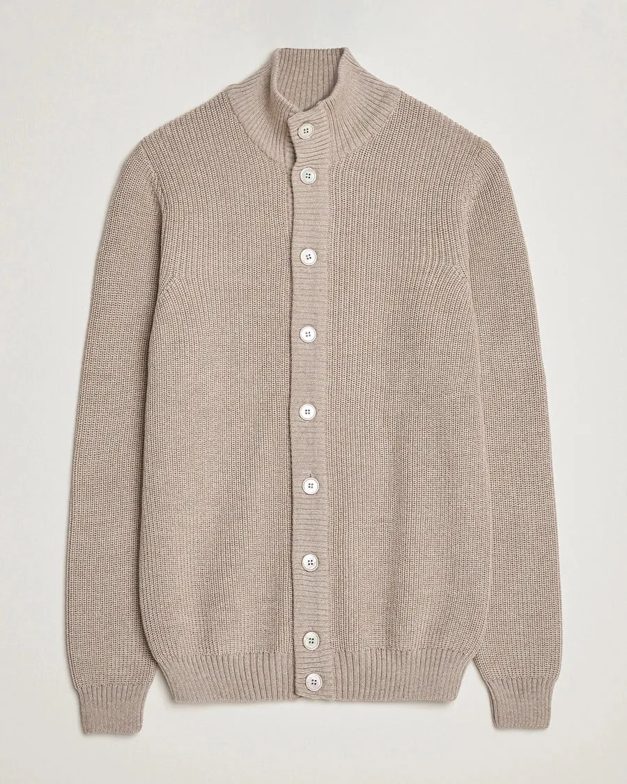 Light Beige Knitted Merino Cardigan Sweater - Stenstroms