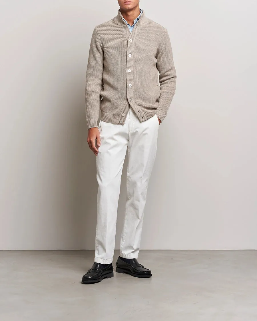 Light Beige Knitted Merino Cardigan Sweater - Stenstroms