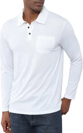 Mens Fashion Polo Shirts Casual Long Sleeve Classic Polo T-Shirts Thermal Golf Shirts Slim Fit Tops