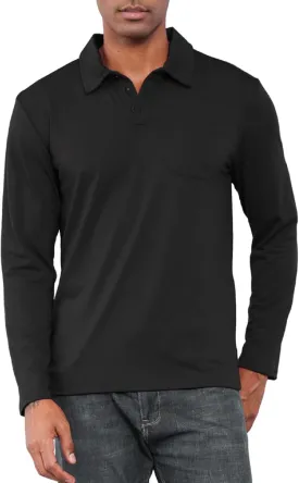 Mens Fashion Polo Shirts Casual Long Sleeve Classic Polo T-Shirts Thermal Golf Shirts Slim Fit Tops