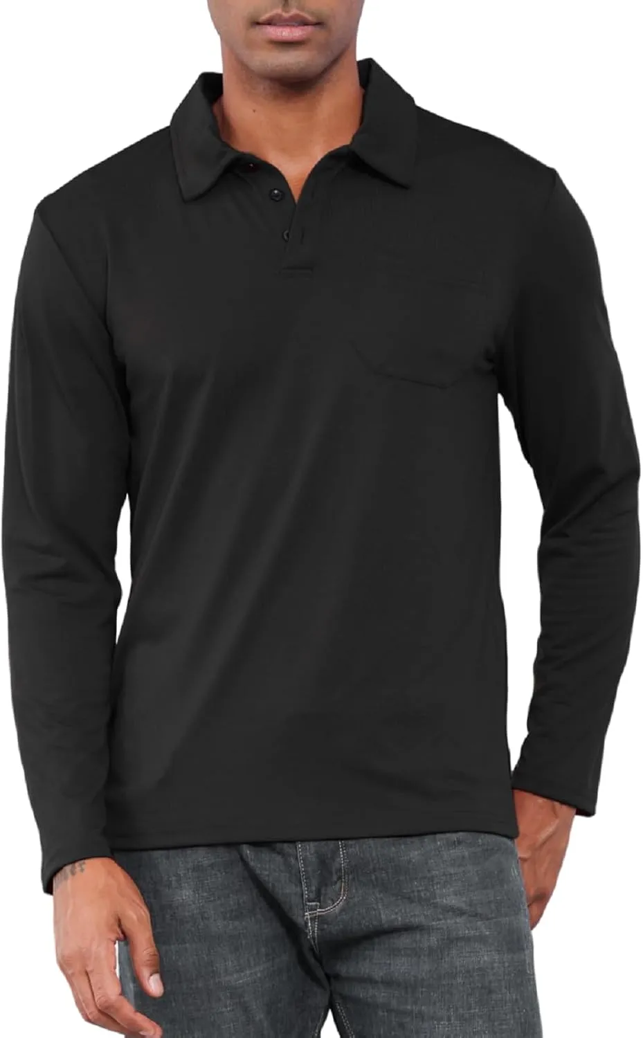 Mens Fashion Polo Shirts Casual Long Sleeve Classic Polo T-Shirts Thermal Golf Shirts Slim Fit Tops
