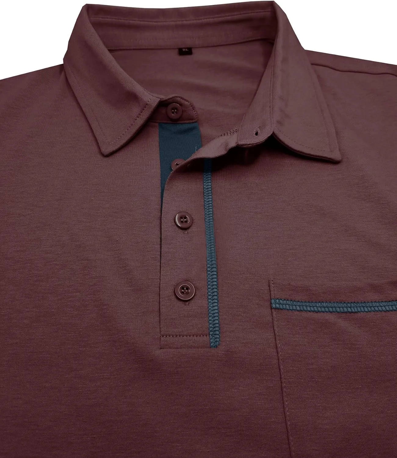 Men's Long Sleeve Polo Shirts, Casual Business Cotton Blend Thermal Button Down Golf Shirt with Pocket