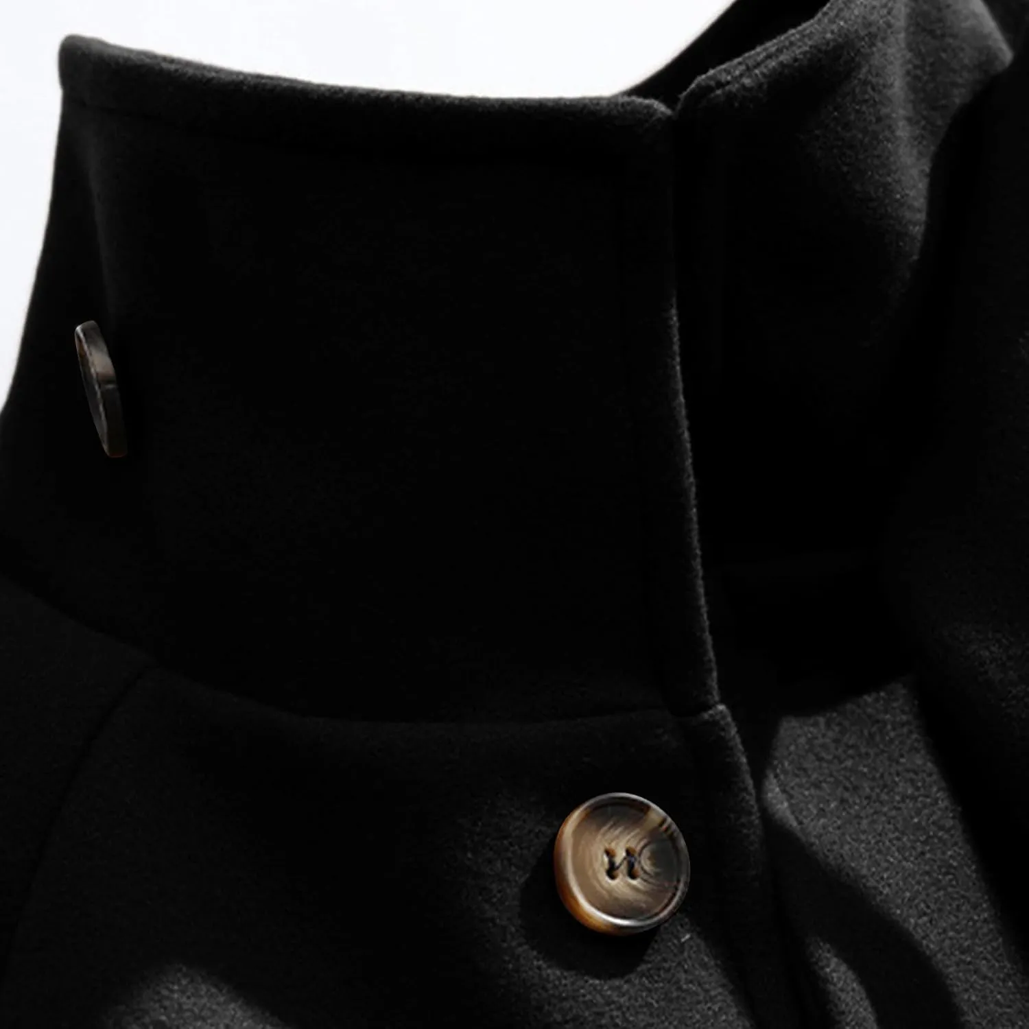 Mens Peacoat Jacket Winter Stand Collar Wool Blend Trench Coat Single Long Overcoat Soild Pea Coat Jackets