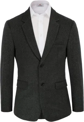 Mens Wool Blend Blazer Jacket Houndstooth Suit Blazer Notch Lapel 2 Button